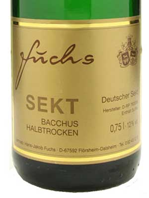 Bacchus Sekt halbtrocken – Etikett Bacchus Sekt halbtrocken – Etikett