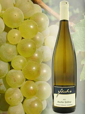 Bacchus Spätlese lieblich – Traube + Flasche Bacchus Spätlese lieblich – Traube + Flasche