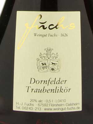 Dornfelder Traubenlikör – Etikett Dornfelder Traubenlikör – Etikett