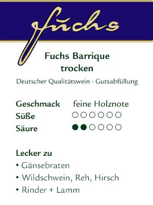 Fuchs Barrique Rotwein trocken – Geschmack Fuchs Barrique Rotwein trocken – Geschmack