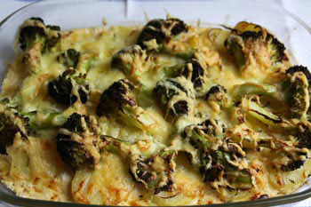 Broccoli and potato gratin with verjuice