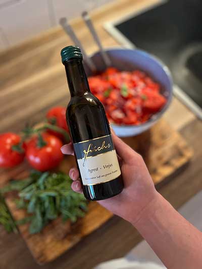 Verjus – Kundenfoto bei Zubereitung von Tomatensalat