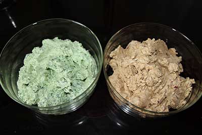 Klassischer, roter Spundekäs und sein grüner Bruder