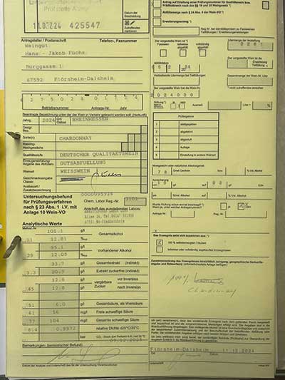 Wein-Analyse für AP-Nummer