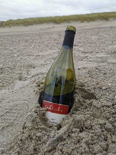 Dornfelder Rotwein am Strand, Kundenfoto