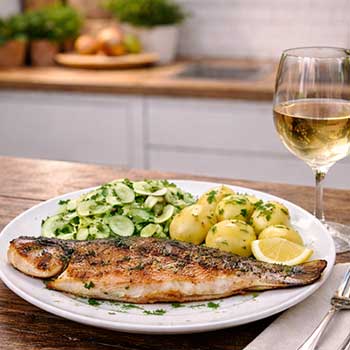 Forelle, gegrillt/gebraten Forelle, gegrillt/gebraten