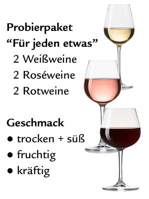 Wein-Geschenk- und Probierpaket “Für jeden etwas”